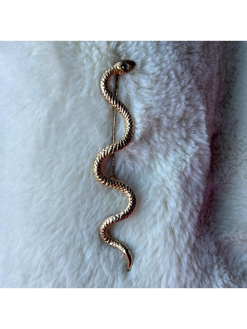 Snake Serpent Brooch Pin Evil Eye Rhinestone Bling Glam Goth Whimsigoth Witch